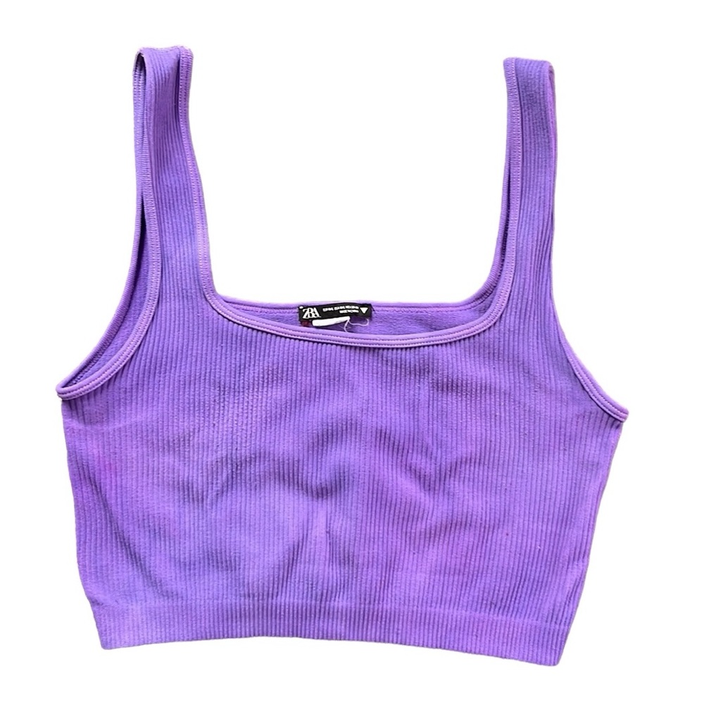 Zara ribbed purple crop top